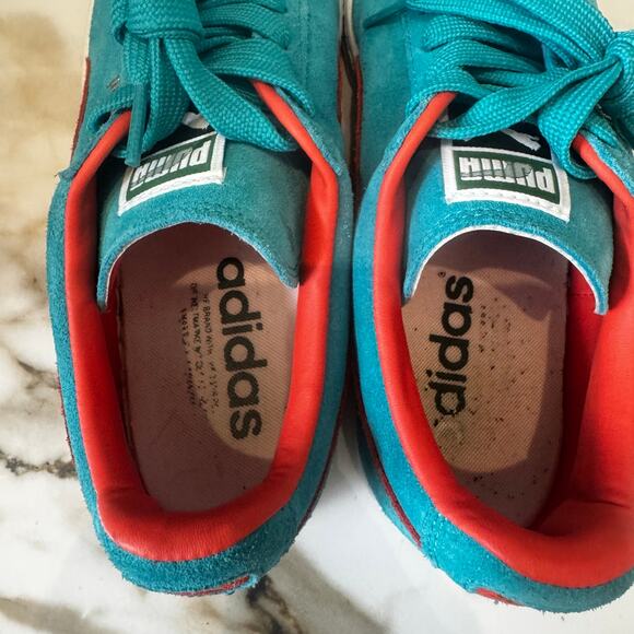 Puma Men’s Suede Bluebird Tigerlilly Sneakers Size 7.5 US, 40EU Turquoise Orange - Picture 5 of 11